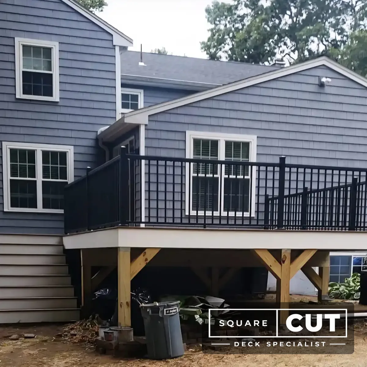 Wide stair transition to backyard