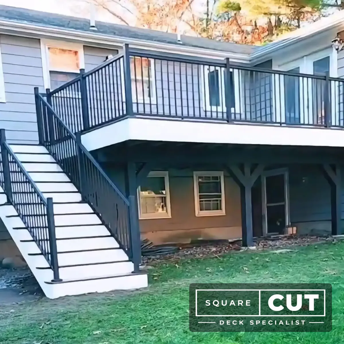 Low-voltage stair lighting at dusk