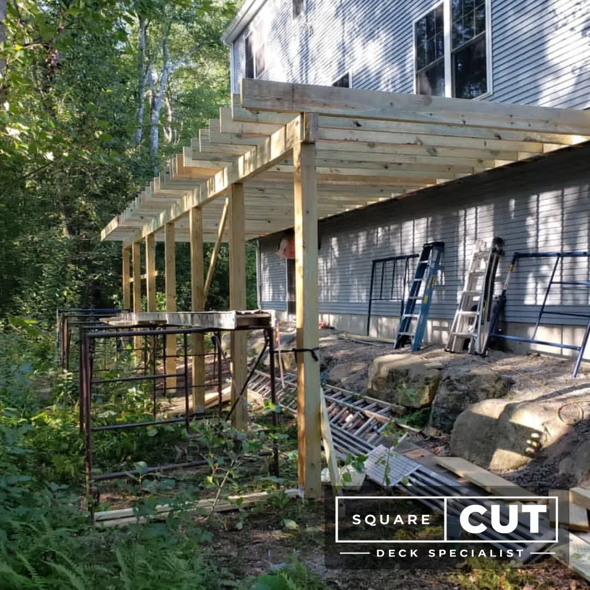Before and after — old wood to new composite